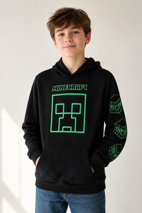 J!nx Other - Minecraft Black Hoodie with Green Graphics XL Youth